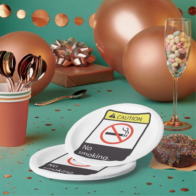 Caution No Smoking Sign Paper Plate (Creator Uploaded)