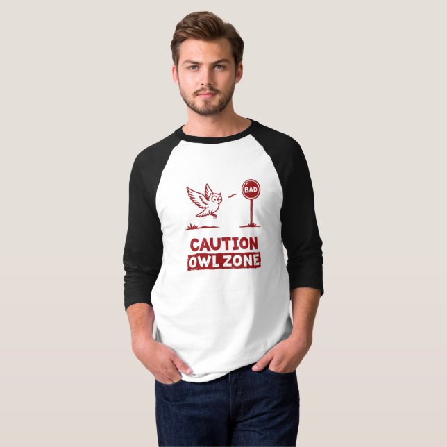 Caution Owl Zone – Playful Owl T-Shirt Design (Front Full)