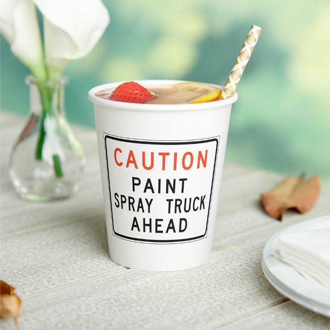 Caution Paint Spray Truck Ahead Paper Cups (Creator Uploaded)