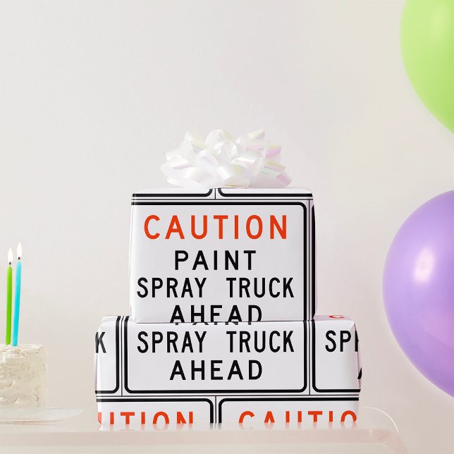 Caution Paint Spray Truck Ahead Wrapping Paper (Creator Uploaded)