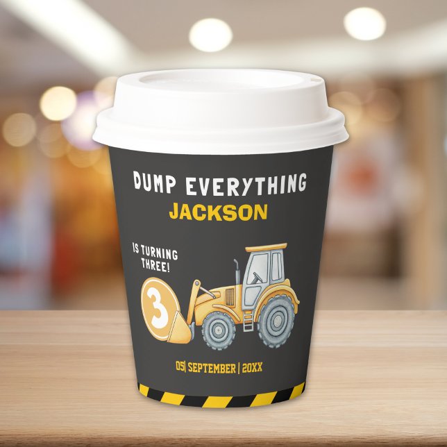 "Caution: Party Ahead! Construction Birthday 3 Paper Cups (Creator Uploaded)