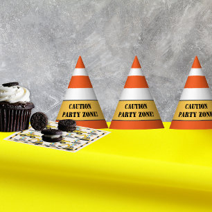 "Caution Party Zone" Construction Themed Birthday Hat