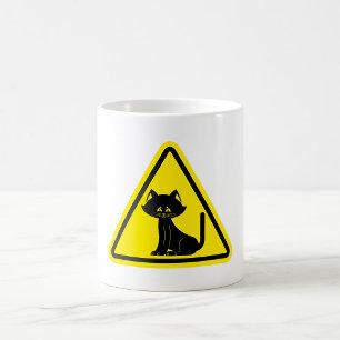 Caution Pet Sign Black Cat Coffee Mug