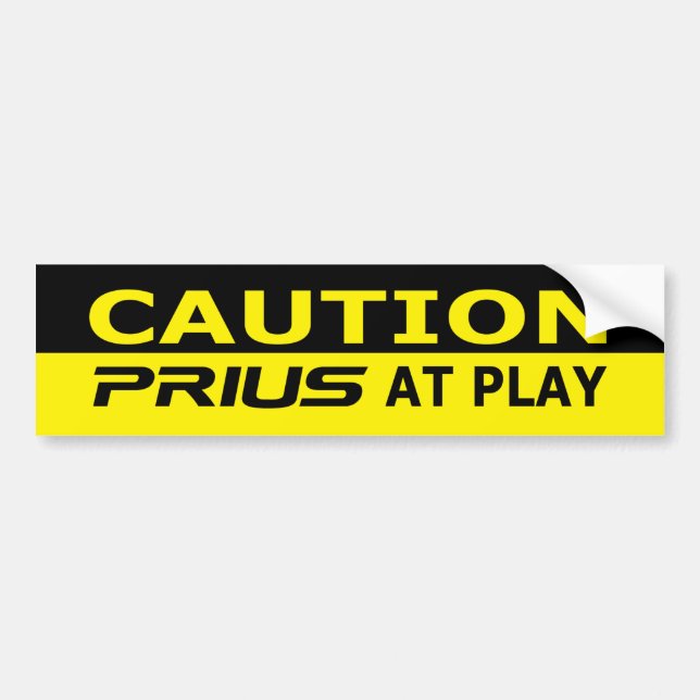 Caution: Prius at Play Bumper Sticker (Front)