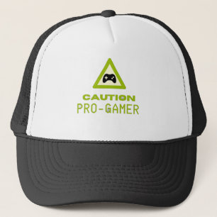 Caution Pro-Gamer Trucker Hat - Retro Gaming Style