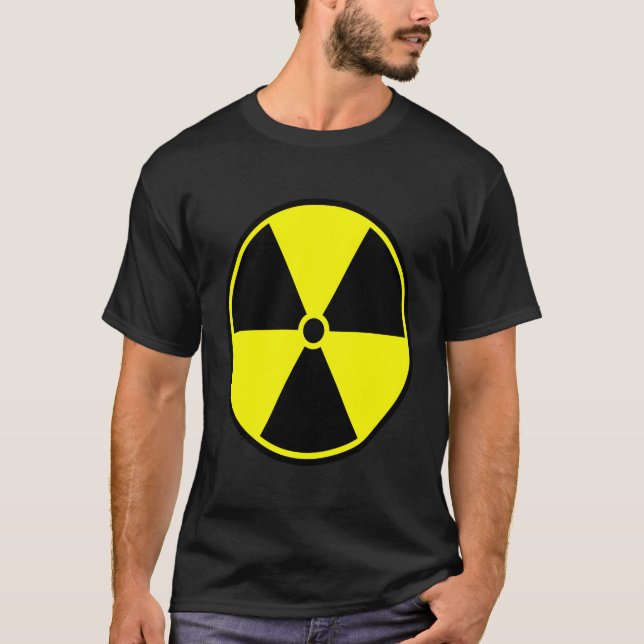 Caution Radioactive Radiation Hazard Warning Sign T-Shirt (Front)