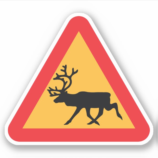 Caution Reindeer Swedish Traffic Sign (Front)