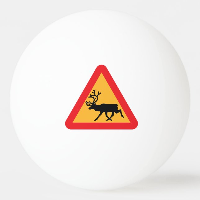 Caution Reindeer Swedish Traffic Sign Ping Pong Ball (Front)