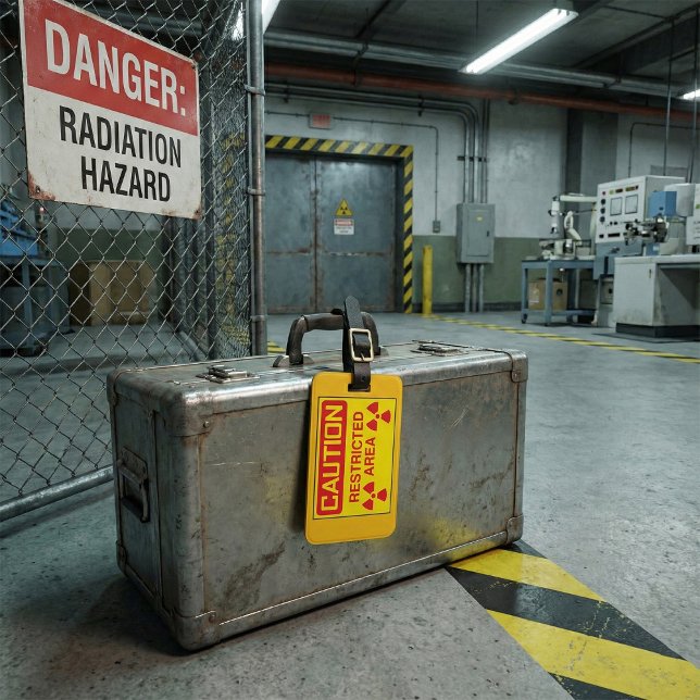 Caution Restricted Area Radiation Hazard Warning Luggage Tag (Creator Uploaded)