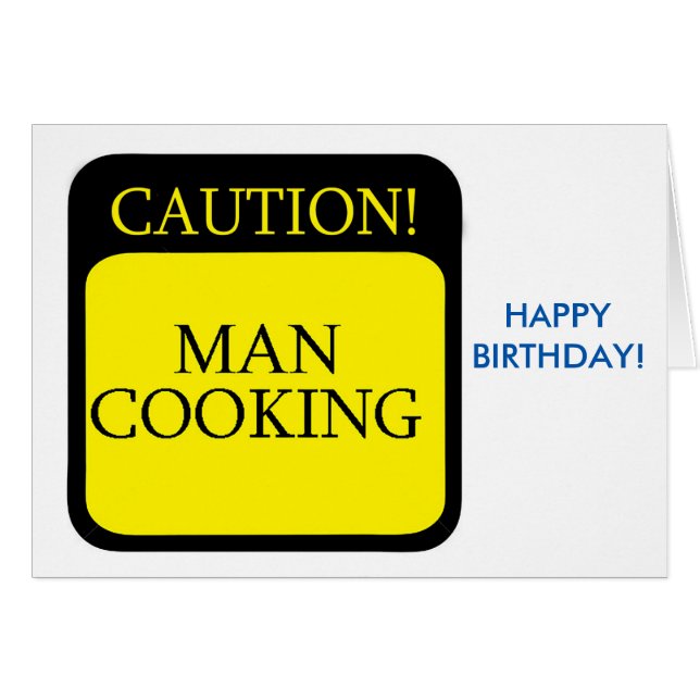 Caution sign for Birthday greeting card (Front Horizontal)