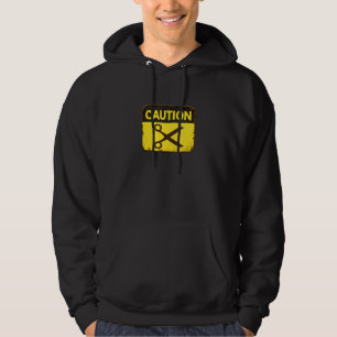 Caution Sign Scissors Hairdresser Barber Pair of S Hoodie