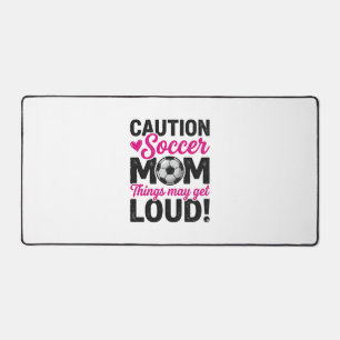 Caution Soccer Mum Loud Vintage Shirt Design_1 Desk Mat