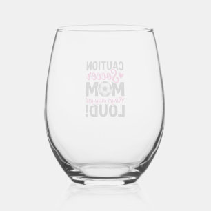 Caution Soccer Mum Loud Vintage Shirt Design_1 Stemless Wine Glass