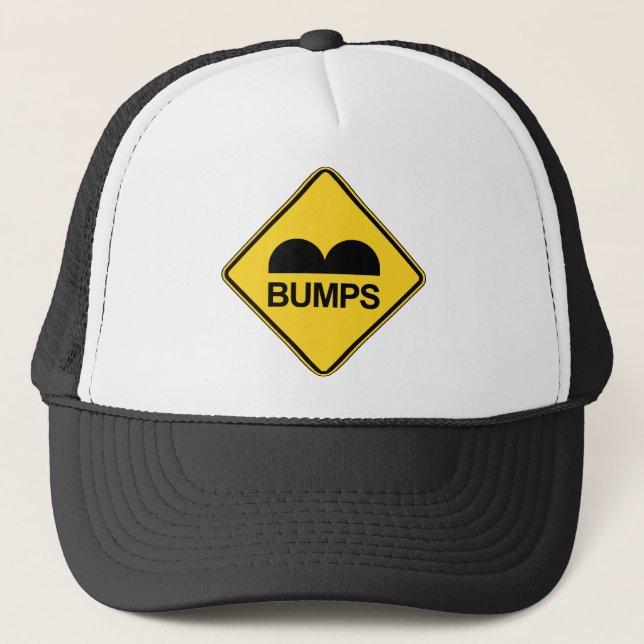 Caution Speed Bumps Funny Traffic Sign Trucker Hat (Front)
