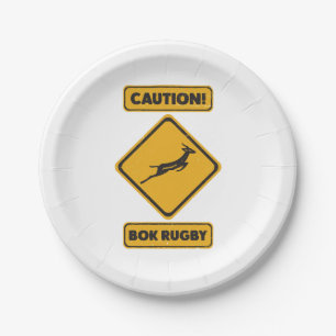 Caution - SpringBoks Crossing Paper Plate