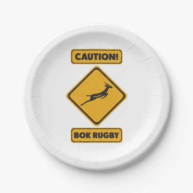 Caution - SpringBoks Crossing Paper Plate (Front)
