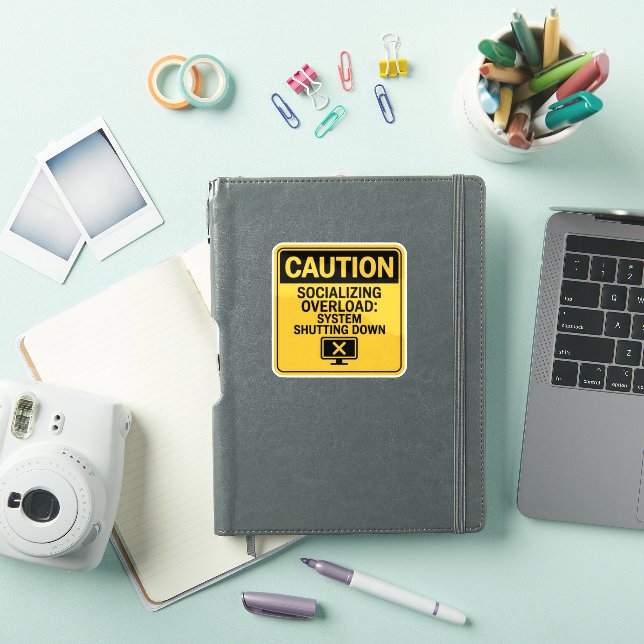 Caution Sticker – Socialising Overload Warning (iPad Cover)
