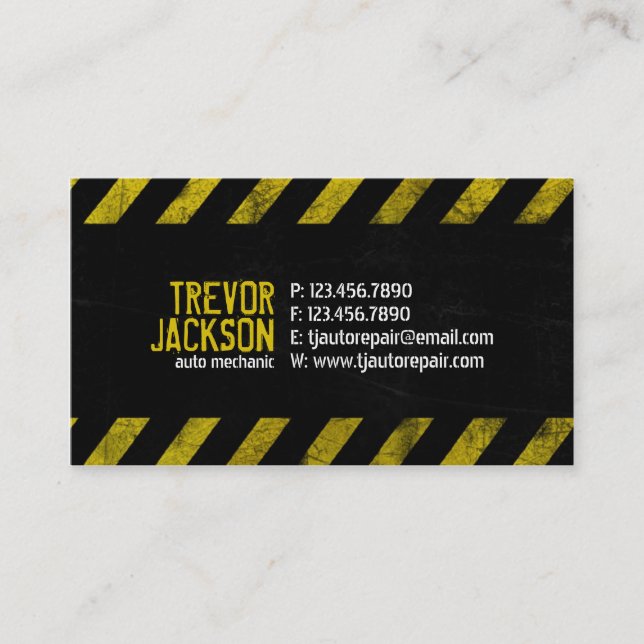Caution Stripes - Yellow Business Card (Front)