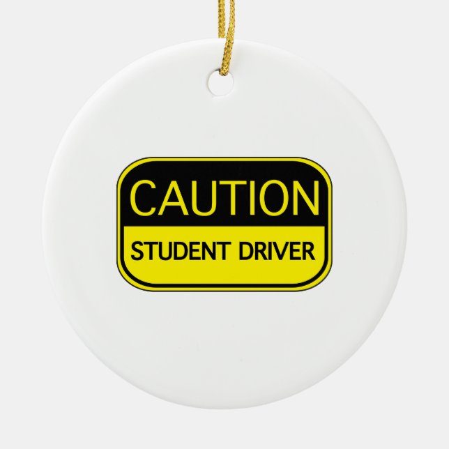 Caution Student Driver Ceramic Tree Decoration (Front)