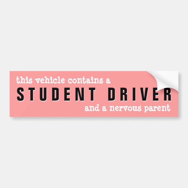 Caution Student Driver Nervous Parent Sticker (Front)