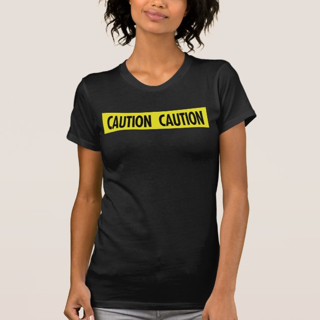 Caution Tape Womens Vintage Black destroyed Tshirt (Front)