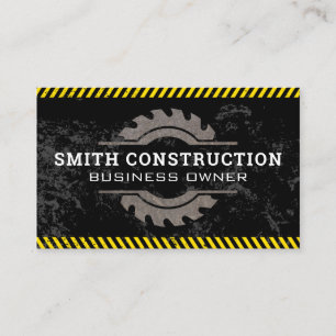 Caution Trim   Metal Saw   Construction Business Card