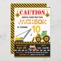 Caution Under Construction Dump Truck Boy Birthday
