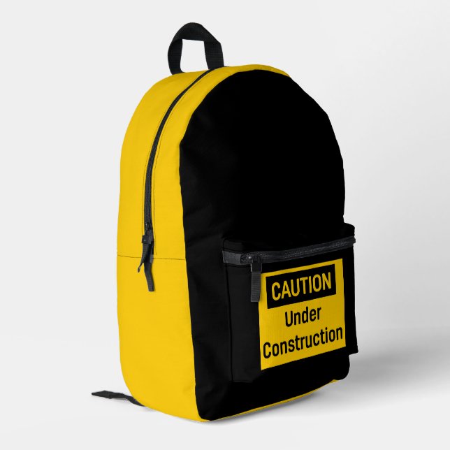 CAUTION Under Construction Printed Backpack (Back Corner Left)