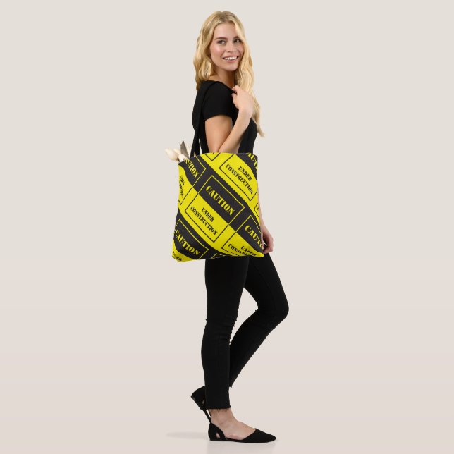 caution under construction sign tote bag (On Model)