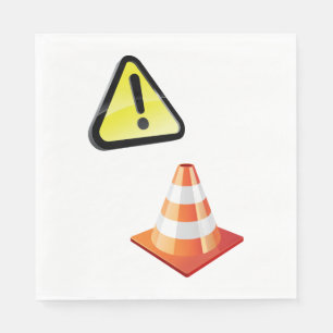 Caution Warning Sign with Traffic Cone Napkin