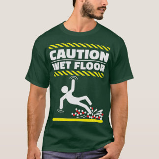 Caution Wet Floor H2O Molecules Funny Science Geek T-Shirt