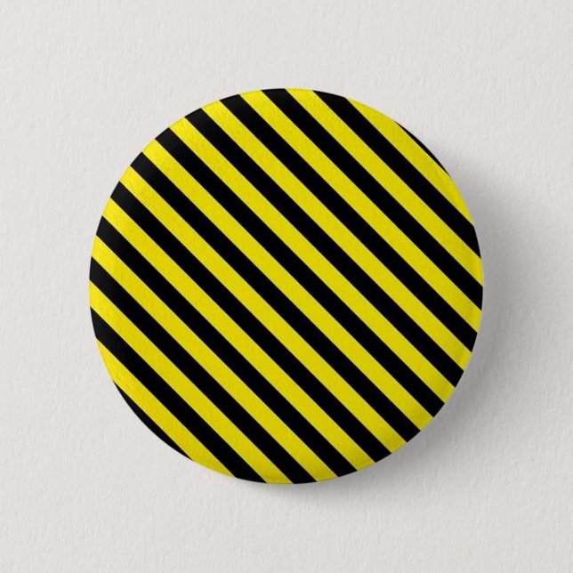 caution yellow black stripes under construction 6 cm round badge (Front)