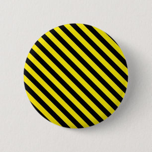 caution yellow black stripes under construction 6 cm round badge