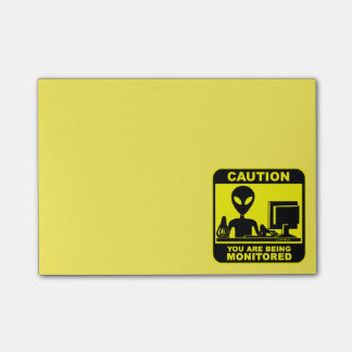Caution! you are being monitored post-it notes