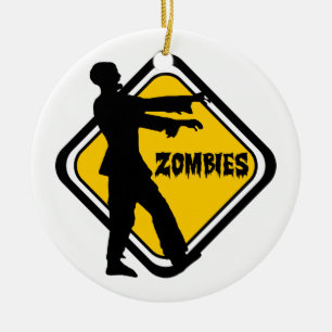 Caution Zombies Ceramic Tree Decoration