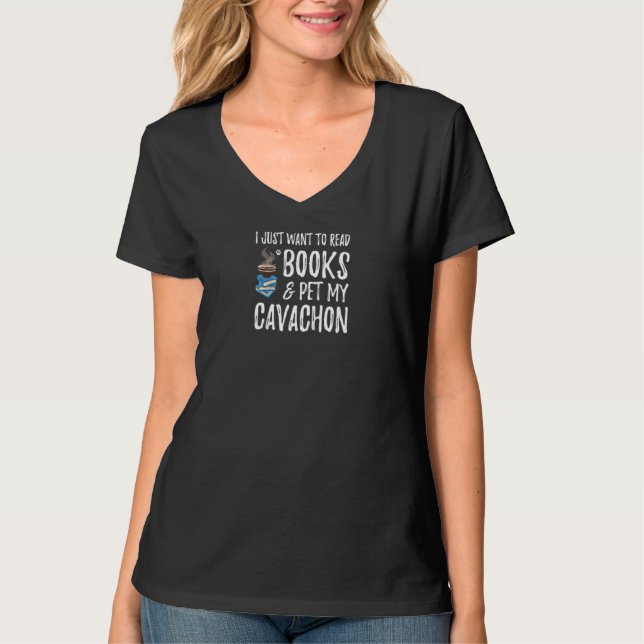 Cavachon Avid Book Reader Funny Dog Mum  Raglan T-Shirt (Front)