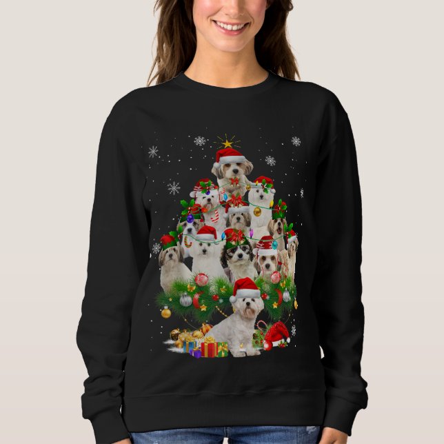 Cavachon Christmas Tree Lights Funny Dog Xmas Gift Sweatshirt (Front)
