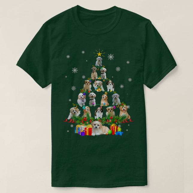 Cavachon Christmas Tree Lights Funny Lover Dog Xma T-Shirt (Design Front)