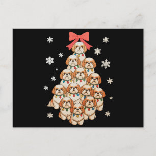 Cavachon Dog Christmas Tree Xmas Holiday Family Postcard