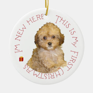 Cavachon Puppy First Christmas Ceramic Tree Decoration
