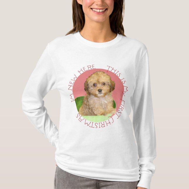 Cavachon Puppy First Christmas T-Shirt (Front)