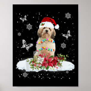 Cavachon Snowly Christmas Tree Lights Pajama Dog X Poster