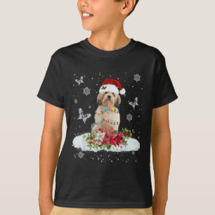 Cavachon Snowly Christmas Tree Lights Pajama Dog X T-Shirt