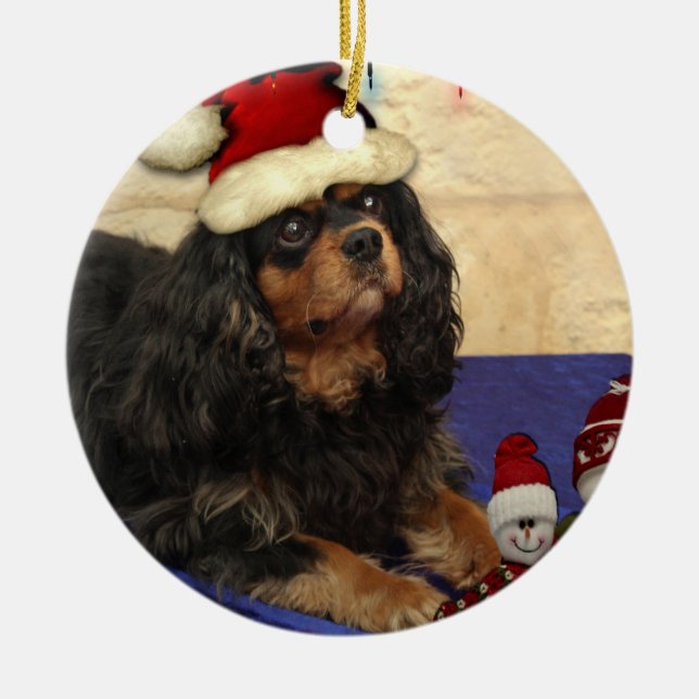 Cavalier Christmas Ceramic Tree Decoration (Front)