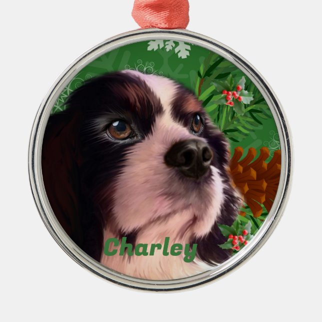 Cavalier Christmas Decor Metal Ornament (Front)