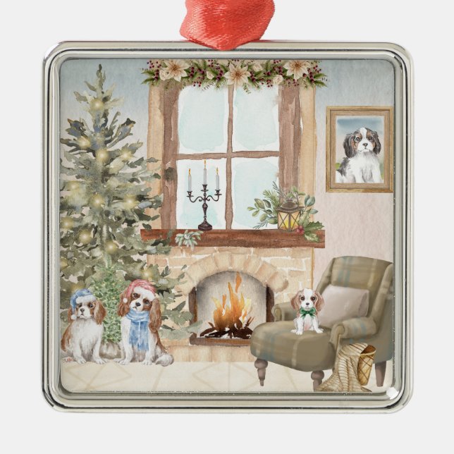 Cavalier Christmas  Metal Tree Decoration (Front)