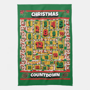 Cavalier Countdown Christmas Advent Calendar Dog Tea Towel
