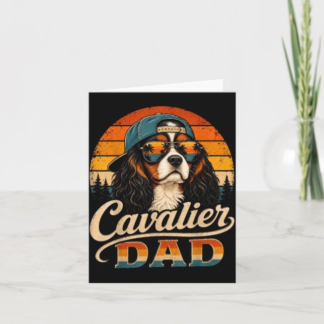 Cavalier Dad Vintage Cavalier King Charles Spaniel Card (Front)
