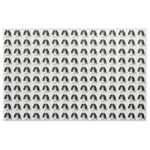 cavalier kcs black and white cartoon fabric