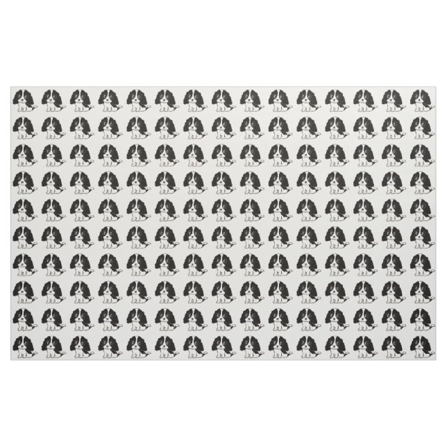 cavalier kcs black and white cartoon fabric (Yard)